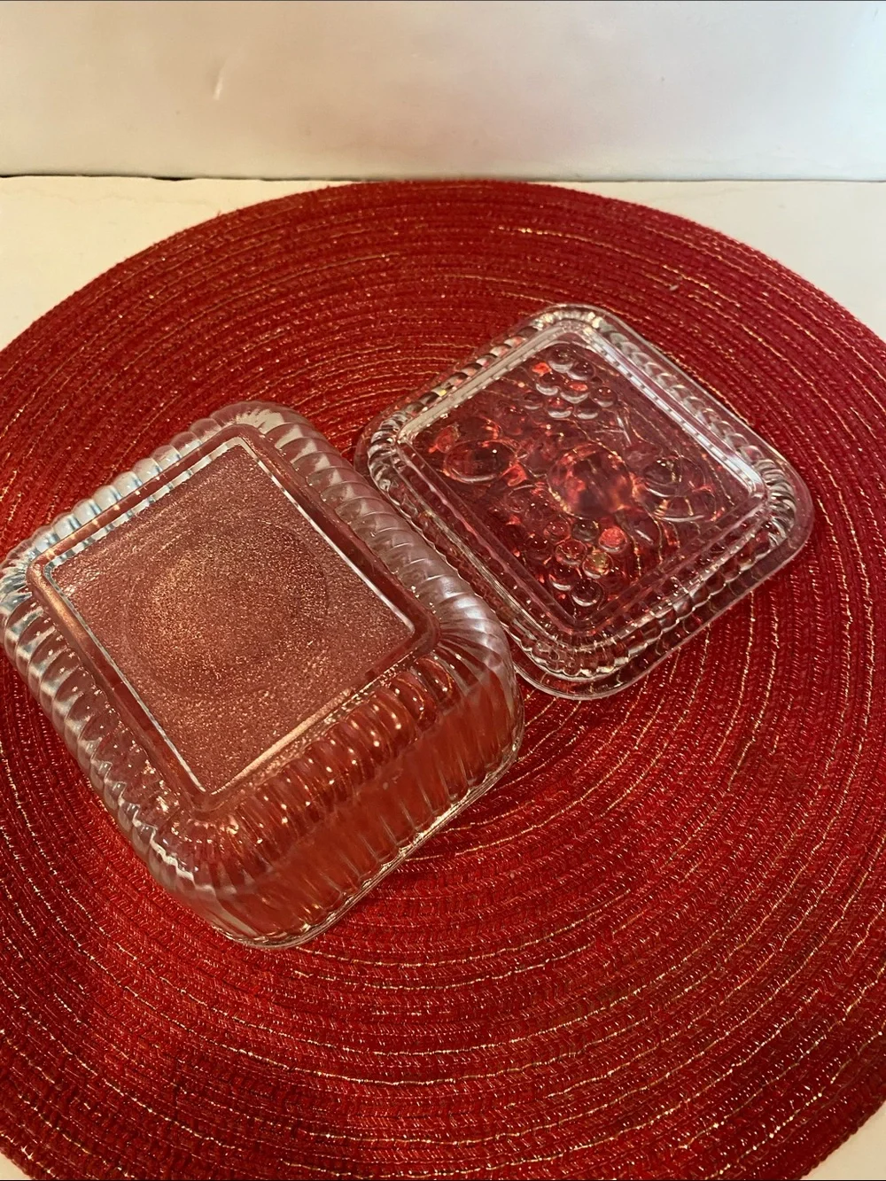 Vintage Federal Glass Ribbed Refrigerator Storage Dish with Lid